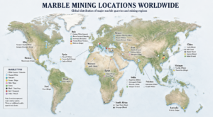 Global map of marble mines and quarries