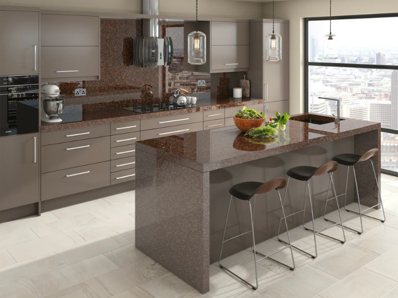 granite countertop and island in the kitchen