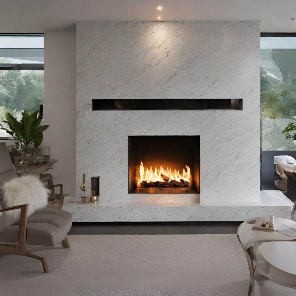 A quartz fireplace