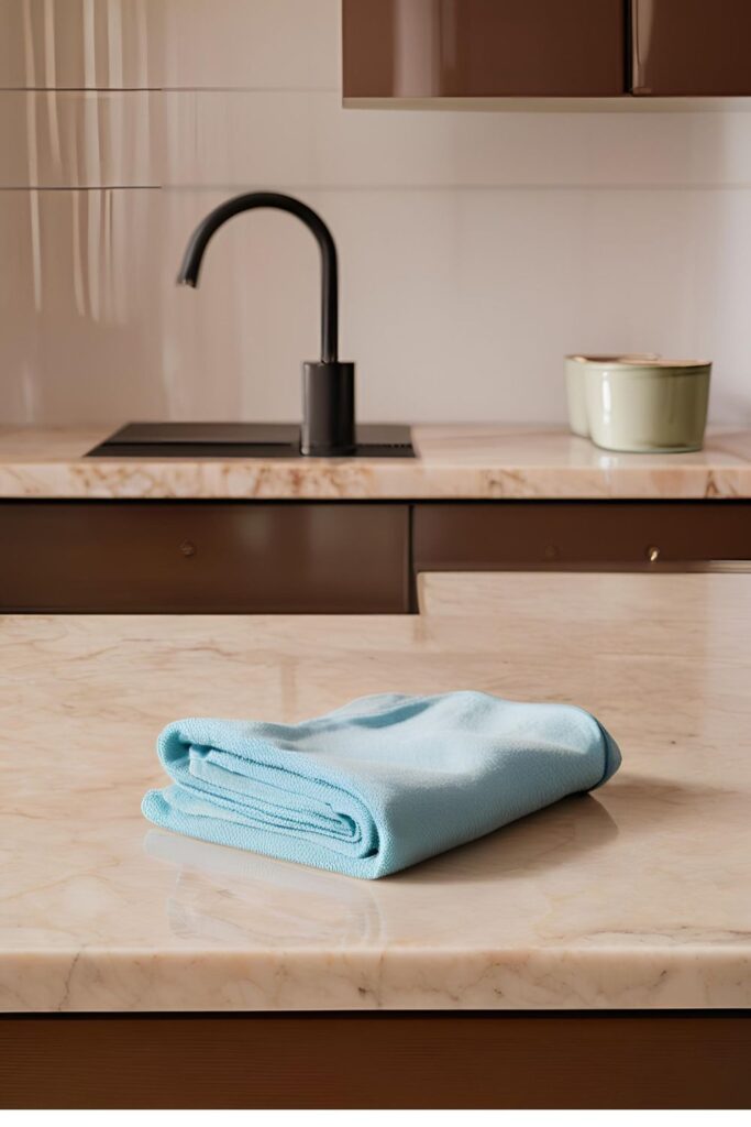 Brown marble worktops