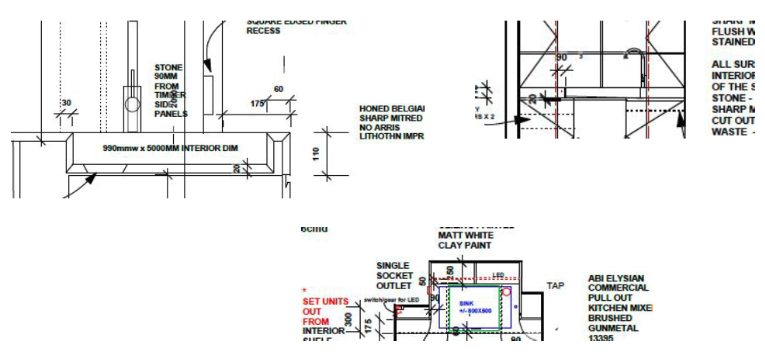 Plans for limestone kitchen in listed building in Rye