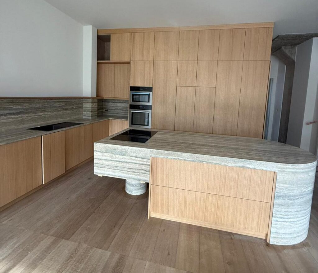 Travertine Kitchen and Island